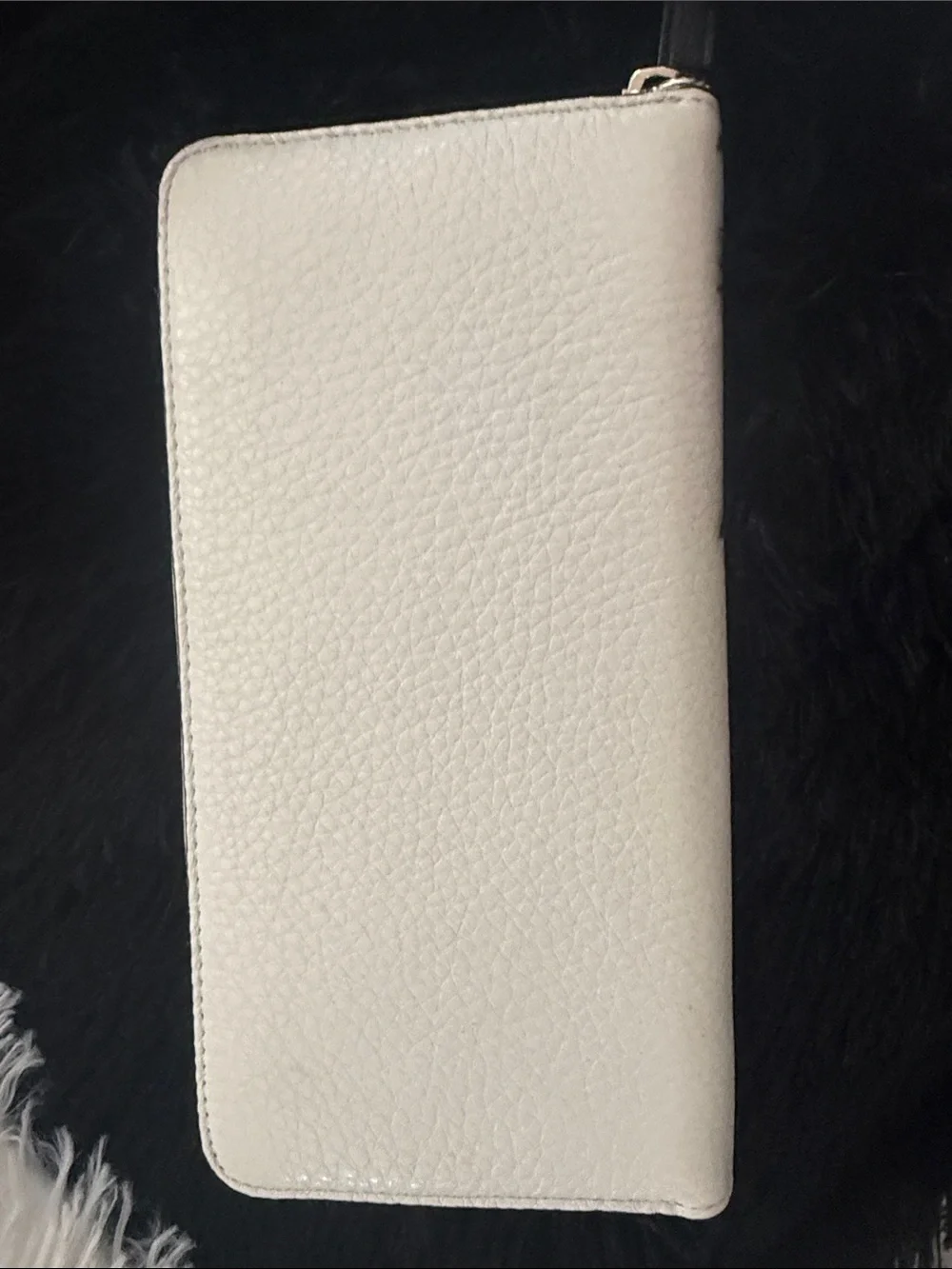 kate spade Pebbled Leather Zip Wallet in White and Blush